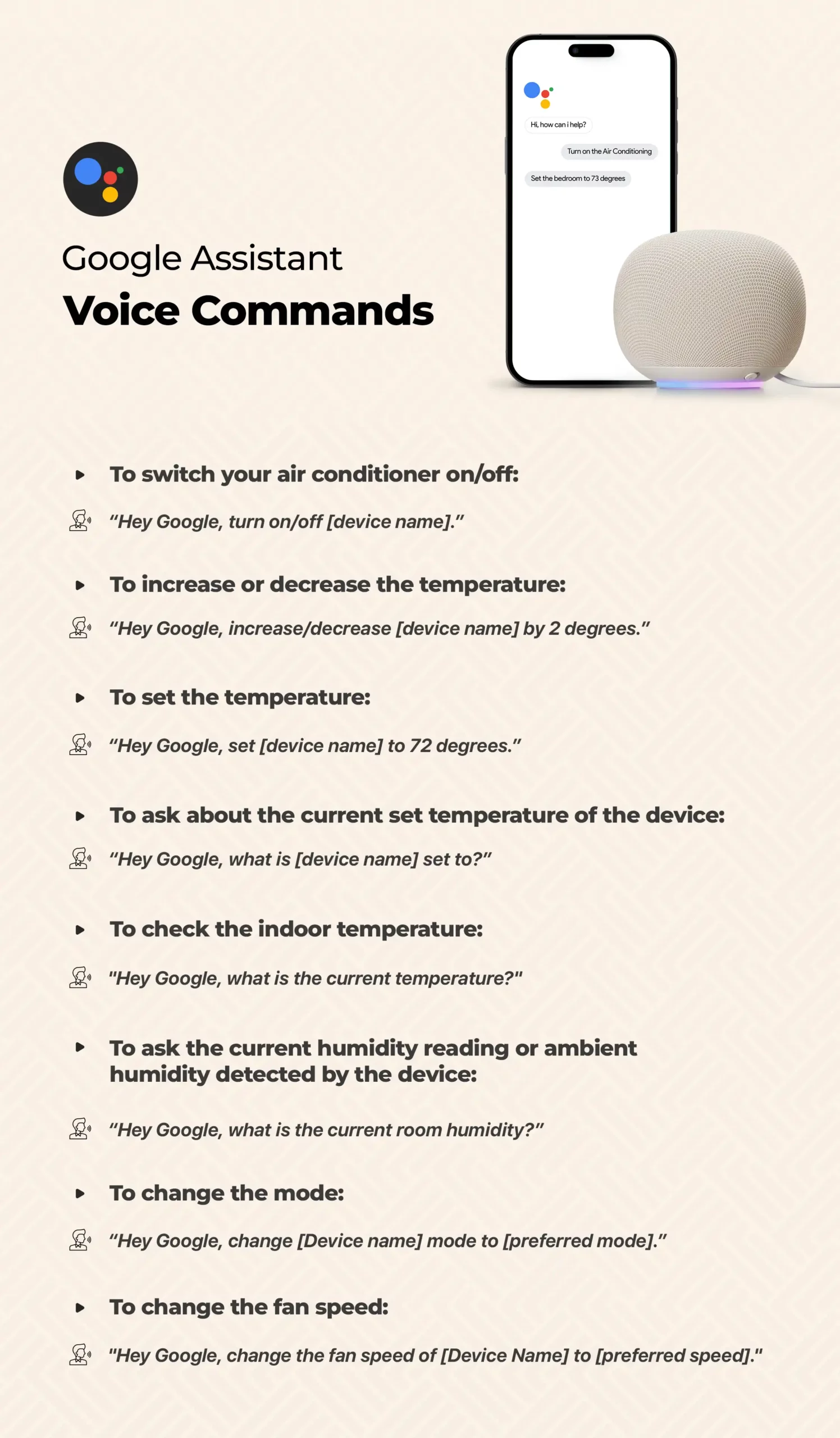 Google Home AC Commands 