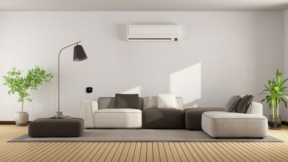 Mini-split AC with Cielo Breez installed in a living room
