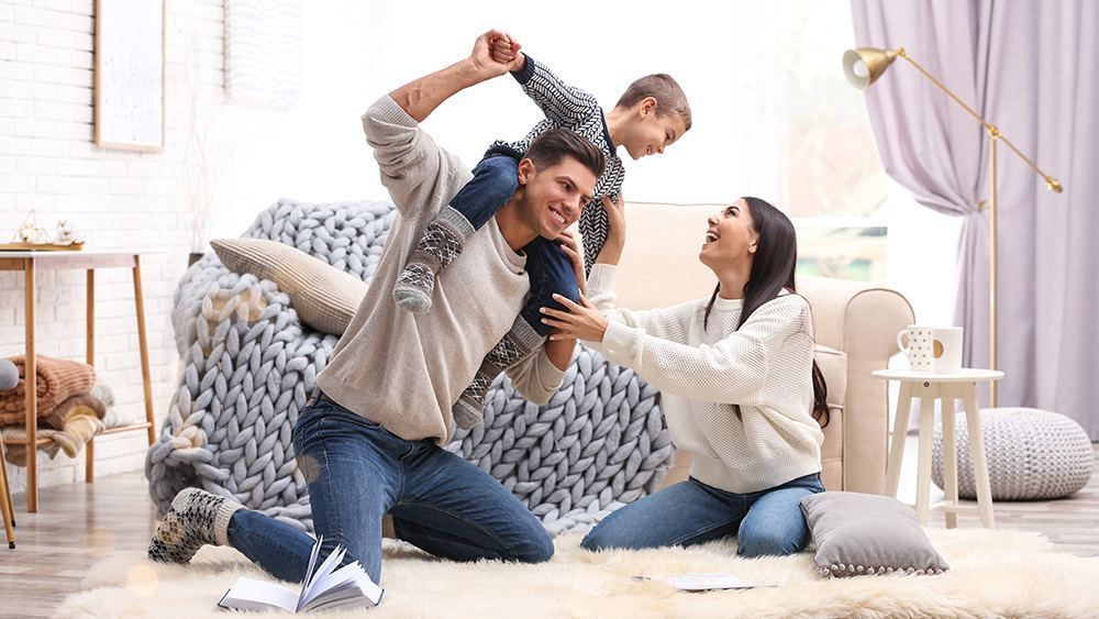 A happy family enjoying winter season