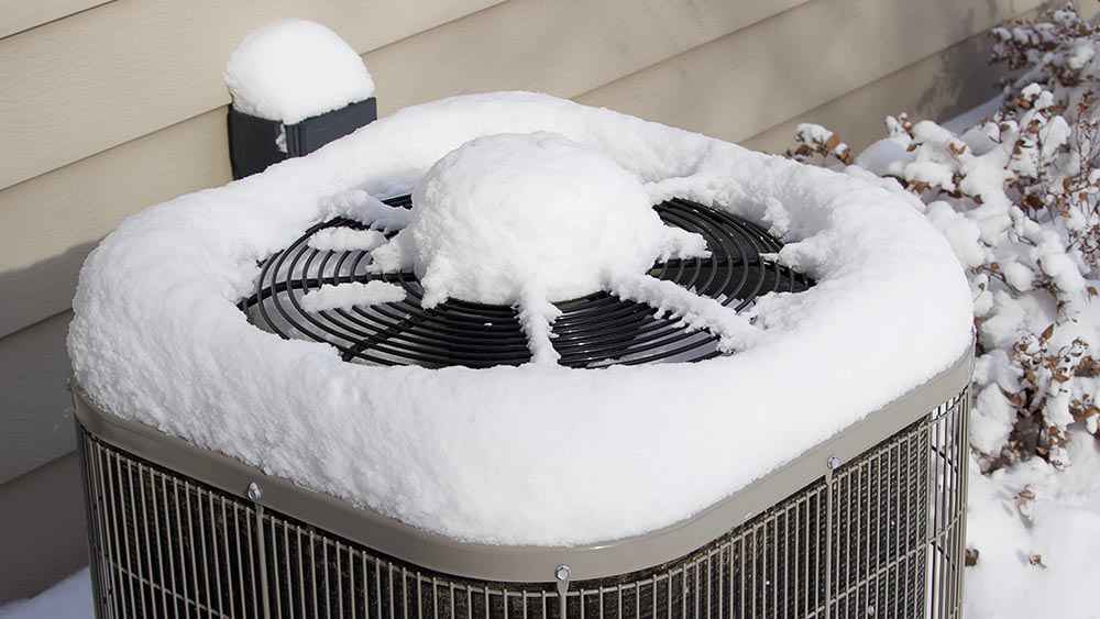 frozen ac unit in winter