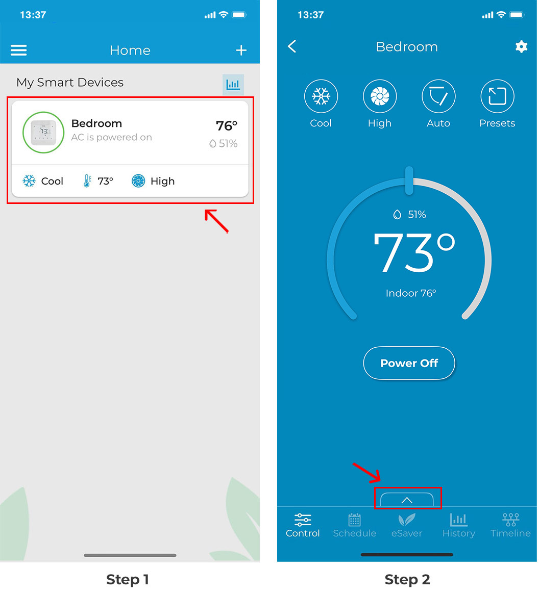 Cielo Home app screen