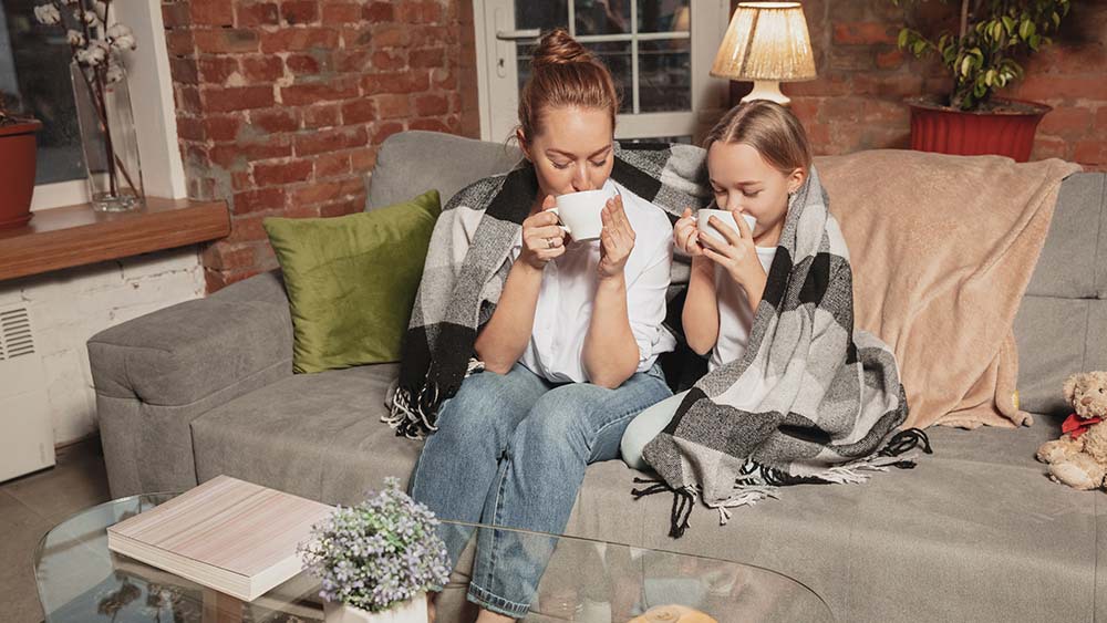 Girls enjoying hot chocolate