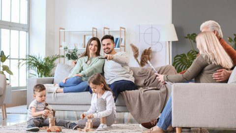 Family enjoying ideal home temeprature due to air balancing