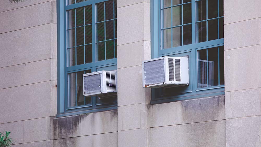 ac condenser under window