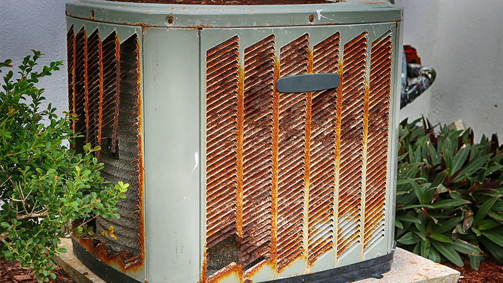 Rust on air conditioner outdoor unit 