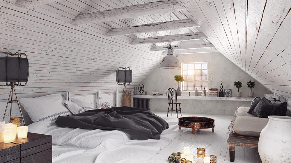 Cozy bedroom in attic 