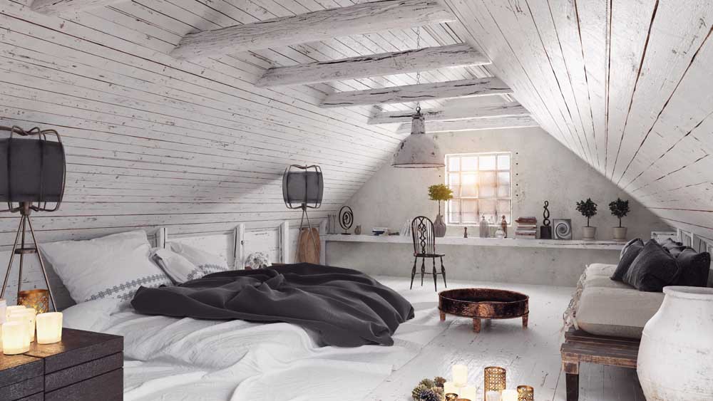 A luxurious attic bedroom