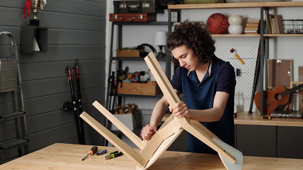 A person working in a garage