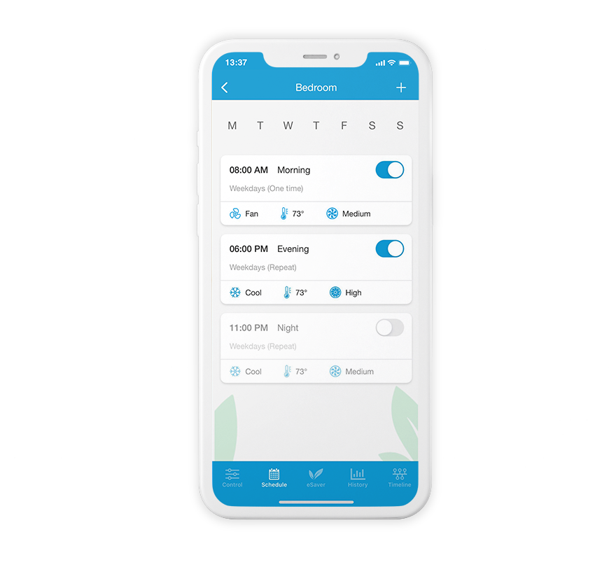 Scheduling feature on cielo home app