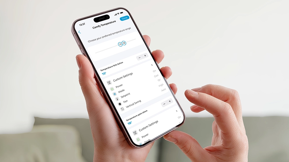 Comfy temperature mode in Cielo home app 