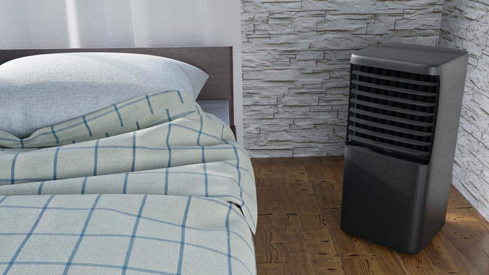 portable air conditioner in a bedroom