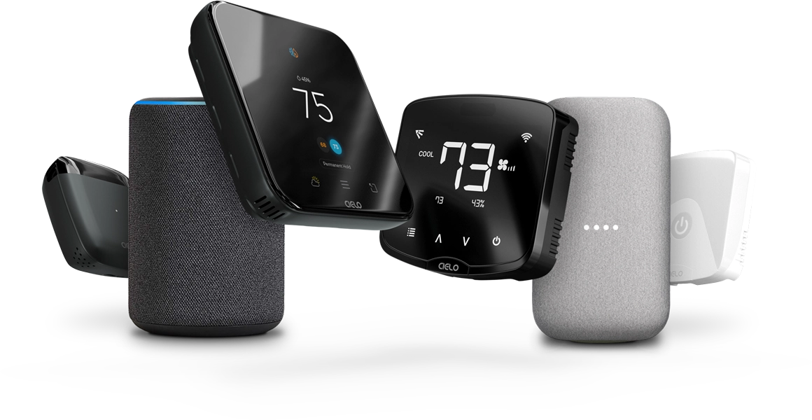 Cielo thermostat and smart AC controllers with Alexa and Google Speaker
