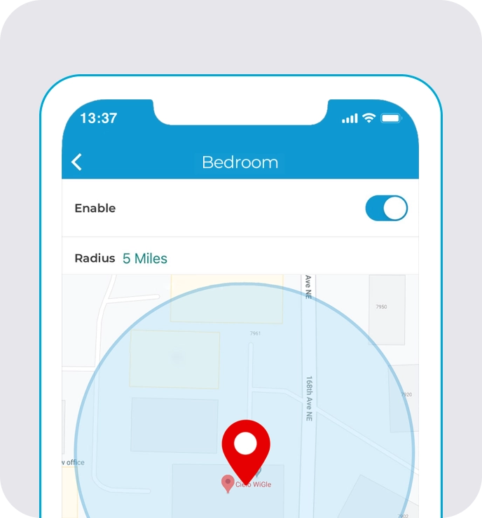Geofencing feature on cielo home app
