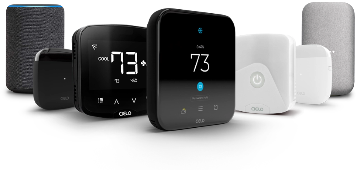 Cielo smart home climate control products with Alexa and Google Speaker