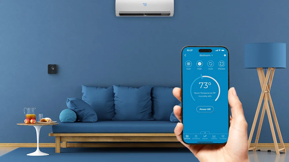 a person using cielo home app to adjust temperature settings