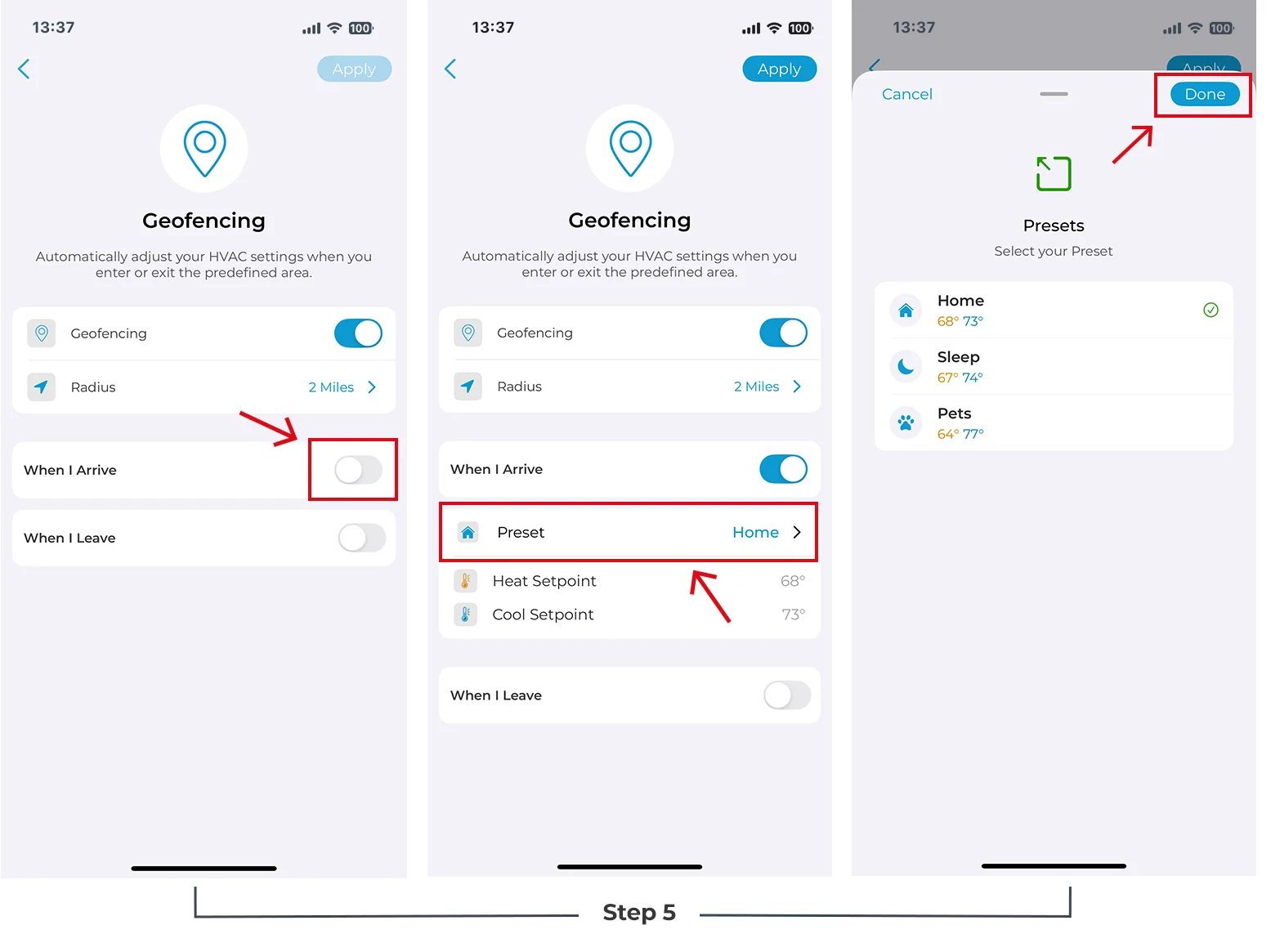 Setting up geofencing cielo smart thermostat 