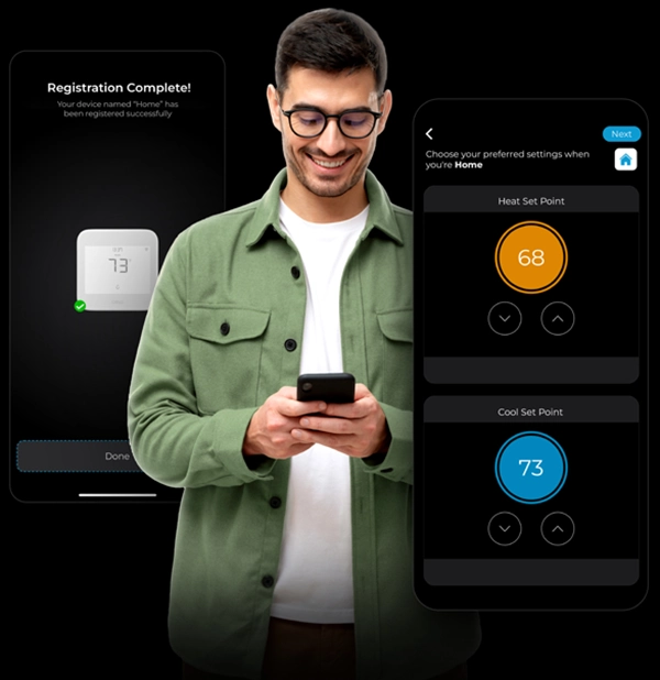 Seamless registration with smart thermostat eco