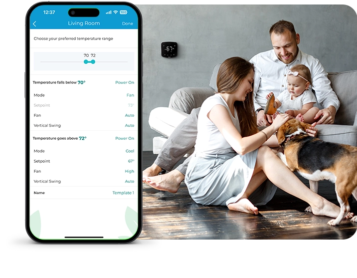 Cielo comfy mode maintaining ideal home temperature. Family relaxing