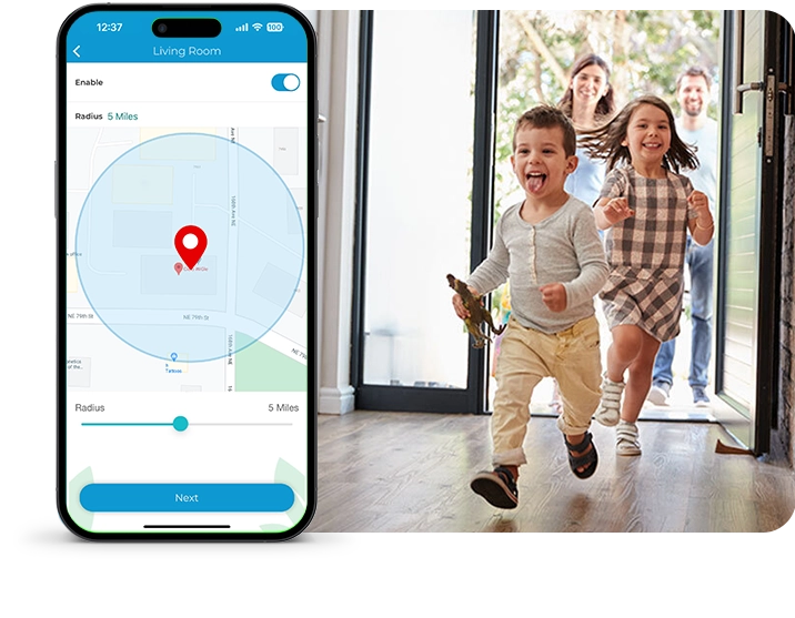 Geofencing on cielo home app as family returns home