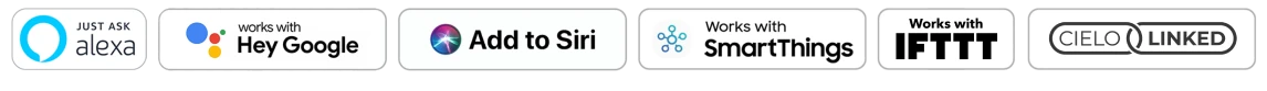 Cielo smart products work with Amazon Alexa, Google Assistant, Siri, SmartThings and IFTTT