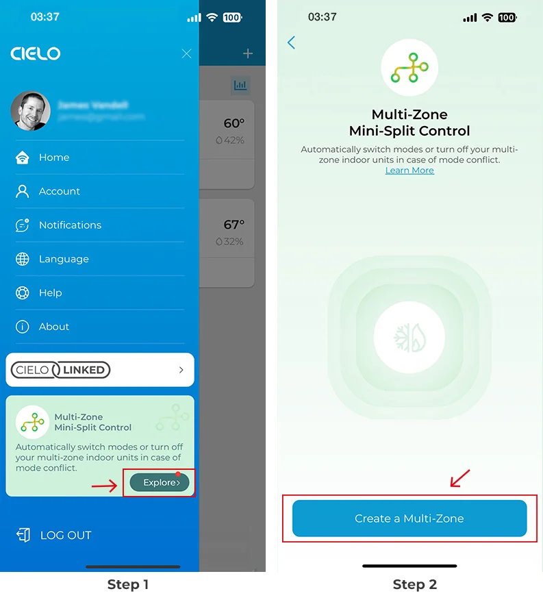cielo app side bar