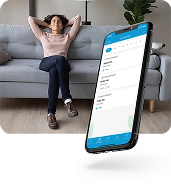 Woman relaxing as cielo smart thermostat is maintaining ideal room temperature.