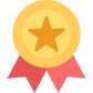Gold medal icon representing excellence and quality.