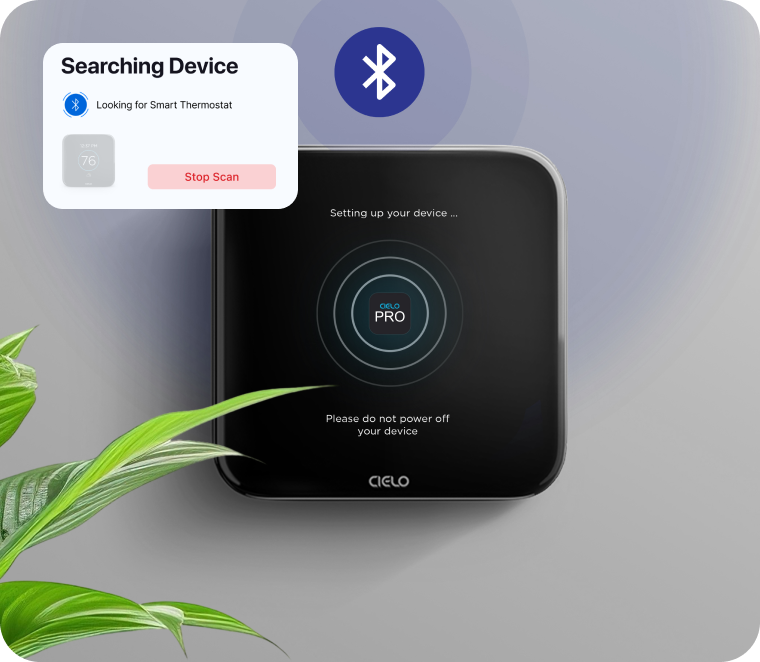 Cielo smart thermostat setup via bluetooth based configuration in Cielo PRO app