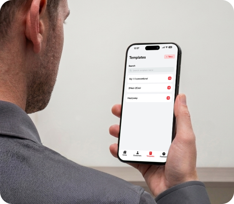 Pre-configured HVAC templates in Cielo PRO app