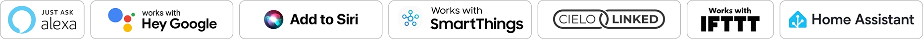 Cielo smart thermostats work with Amazon Alexa, Google Assistant, Siri Shortcuts, SmartThings, IFTTT, and Home Assistant.