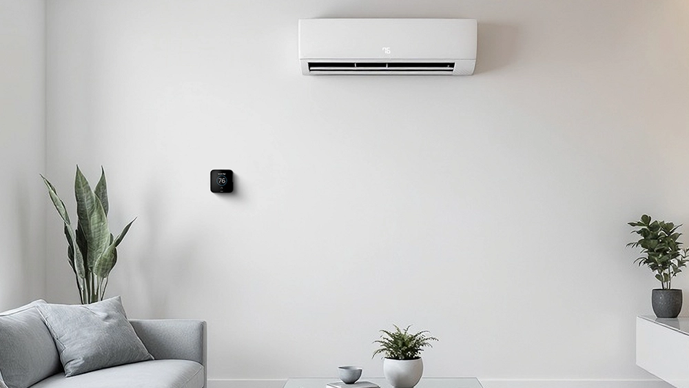 cielo breez edge pro installed with a mini-split in a living room