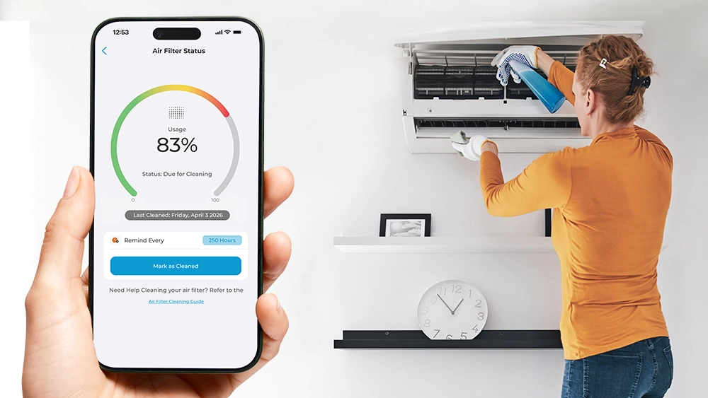 air filter cleanliness reminder feature in cielo home app