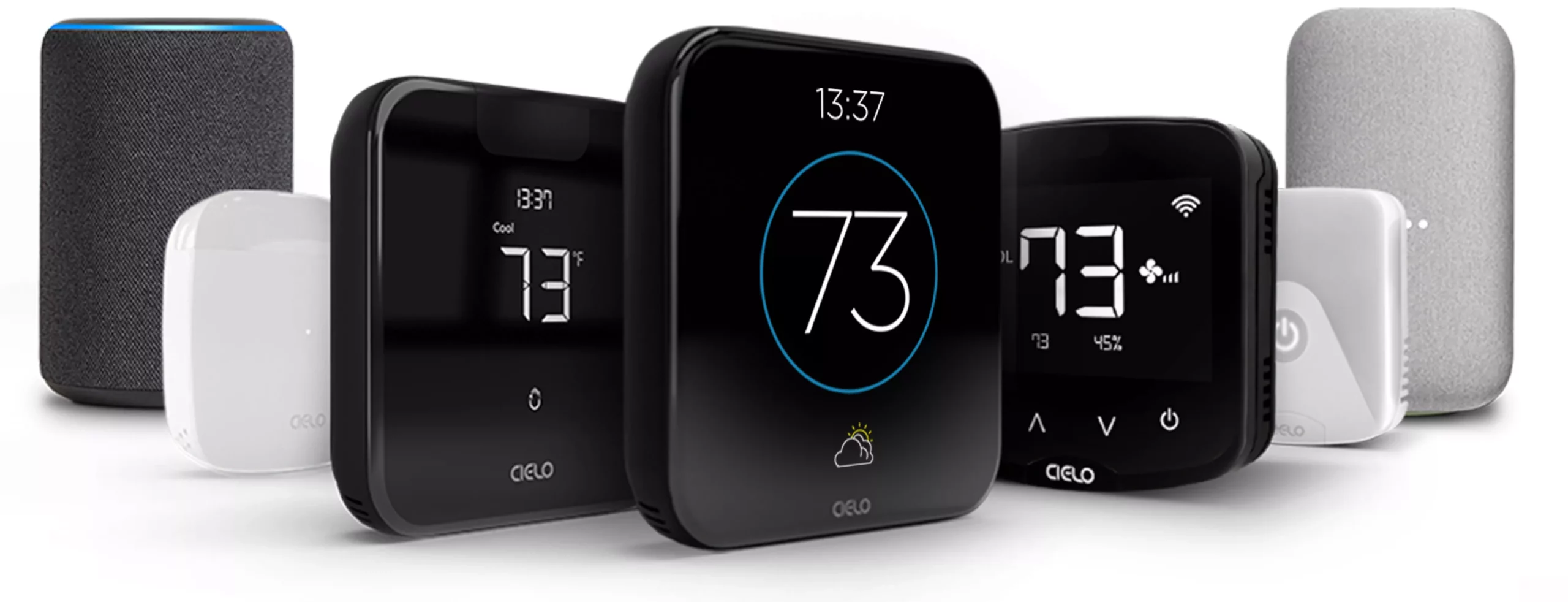 Cielo smart home climate control products with Alexa and Google Speaker