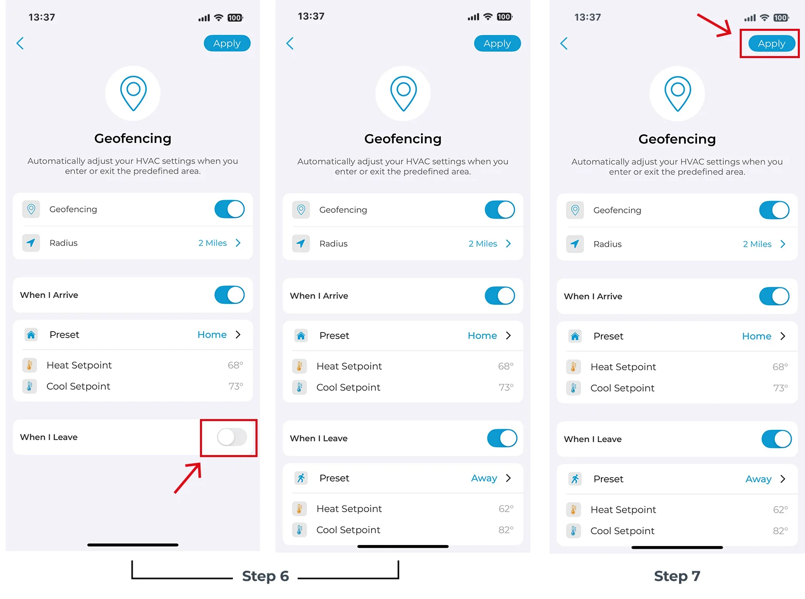 Setting up geofencing cielo smart thermostat